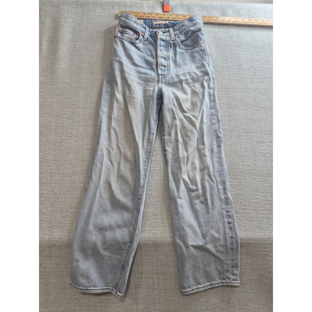 VTG Levi's Ribcage Straight Jeans Womens 24x27 Blue Denim Cotton Logo Light Wash
